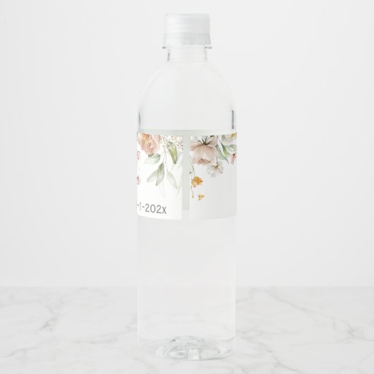 Baby shower Waterverf Stilleven Bloemen Drop Waterfles Etiket (Achterkant)