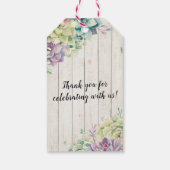 Baby shower Waterverf Succulente Planten Wit hout Cadeaulabel (Achterkant)