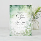 Baby shower- Waterverf Tuin QR Code Kaart (Staand voorkant)