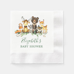 Baby shower Waterverf Woodland Animals Servet