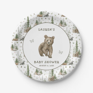 Baby shower we kunnen bijna wachten boslanddieren papieren bordje