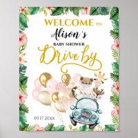 Baby shower WELCOME POSTER Safari Friends