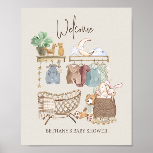 Baby Shower Welkom Boho Nursery Thema Poster (Voorkant)