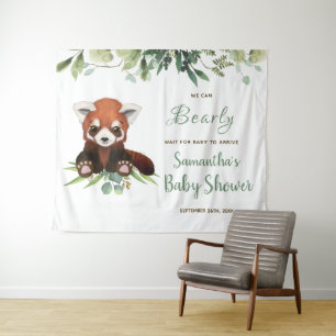 Baby shower Welkom Sign Cute Red Panda Beer Wandkleed