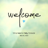 Baby shower Welkom Tiny Blue Heart Raamsticker (Vel 3)