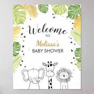 Baby shower Welkomstteken dierentuin Safari Oerwou Poster