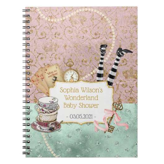 Baby shower wervelkolom foto Wonderland Notitieboek (Voorkant)