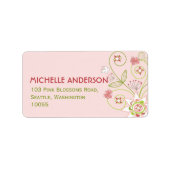 Baby shower Whimsical Pink Floral Blooms Adres Etiket (Voorkant)