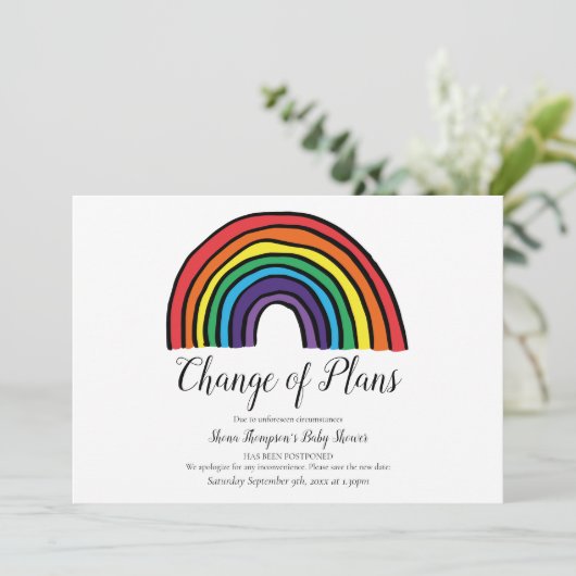 Baby Shower Wijziging van de plannen Modern Script Kaart (Staand voorkant)