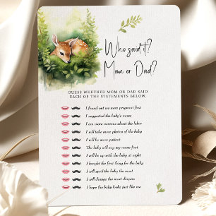Baby shower wild herten Wie zei het? Mam of pap? Kaart