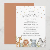 Baby shower Wild One Safari Animals Kaart (Voorkant / Achterkant)