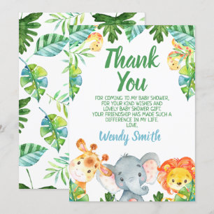 Baby shower Wild One Safari Carte de remerciements