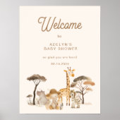 Baby shower Wild Safari Animals Affiche de bienven (Devant)
