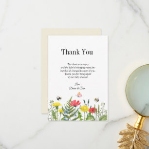 Baby shower wilde bloem bedankkaart