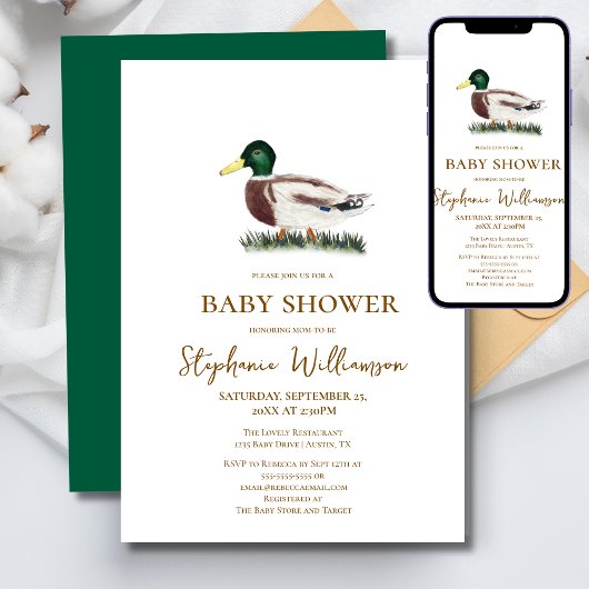 Baby Shower Wilde Eend  Kaart