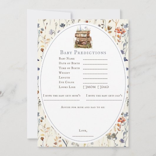 Baby shower wildflower wildcard voorspelling advie kaart (Voorkant)