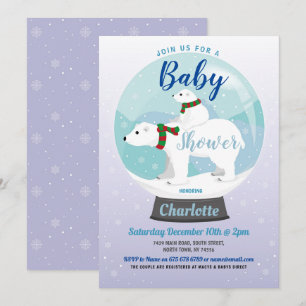 baby shower Winter Polar Beren sneeuwblauw Wereldb Kaart