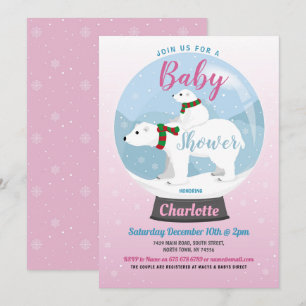 baby shower Winter Polar Beren SneeuwWereldbol Roz Kaart
