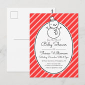 BABY SHOWER | Winter Snowman Candy Cane Briefkaart (Voorkant / Achterkant)