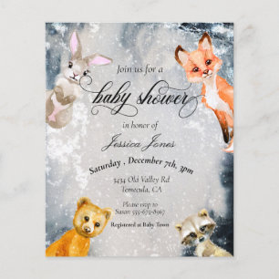 Baby shower Winter Woodland Animals Holiday Invita