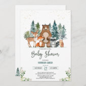 Baby shower winterbos kaart (Voorkant / Achterkant)