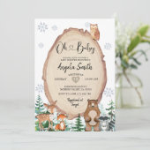 Baby shower Winterbos Rustic Woodland Kaart (Staand voorkant)