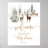 Baby shower winterherten welkom poster (Voorkant)