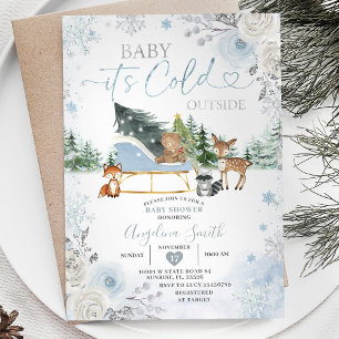 Baby shower winterpasta Blue Snowflake Truck Kaart