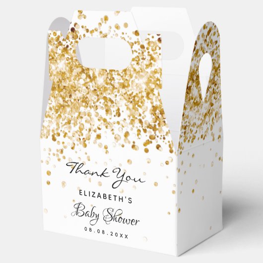 baby shower wit goud glitter stof bedankt bedankdoosjes (Geopend)