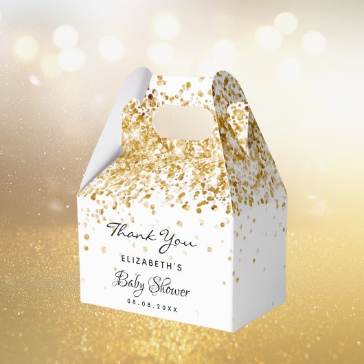 baby shower wit goud glitter stof bedankt bedankdoosjes