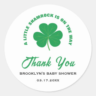 Baby shower Wit Groen Iers Little Shamrock Cool Ronde Sticker