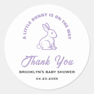 Baby shower Wit Paarse Paas Little Bunny Cool Ronde Sticker