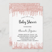 Baby shower witte roos goud glitter druppelt meisj kaart (Voorkant / Achterkant)