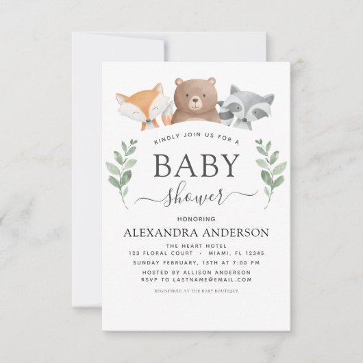 Baby shower Woodland Eucalyptus groen Kaart (Voorkant)