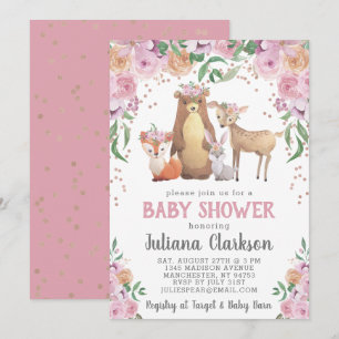 Baby shower Woodland Floral Kaart