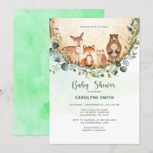Baby shower Woodland Forest Greenery Wilde Dieren Kaart