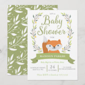 Baby shower Woodland Fox Uitnodiging (Voorkant / Achterkant)