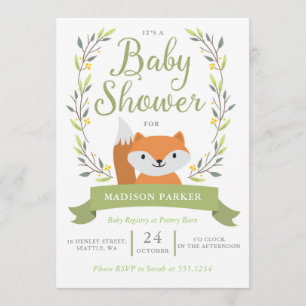 Baby shower Woodland Fox Uitnodiging