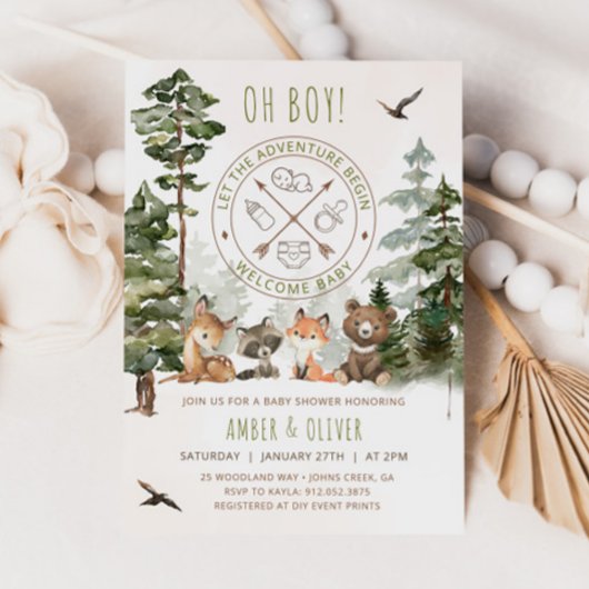 Baby shower Woodland Invitation Camping Invitation