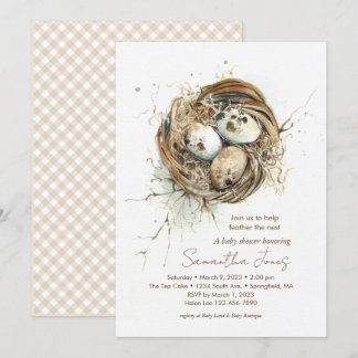 Baby shower Woodland Vogelnestuitnodiging Kaart