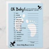 Baby shower Word Scramble Blue (Voorkant / Achterkant)
