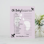 Baby shower Word Scramble Paars (Staand voorkant)