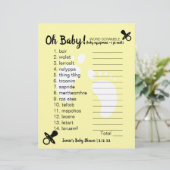Baby shower Word Scramble Yellow (Staand voorkant)