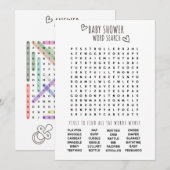 Baby shower Word Search Fun Kaart (Voorkant / Achterkant)