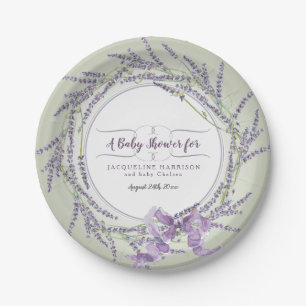 baby shower Wreath Lavender Floral Waterverf Papieren Bordje