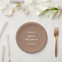 Baby shower zacht bruin minimalistisch papier Bord