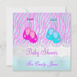 Baby Shower Zebra Roze Blauwe Baby Meisje Of Jonge Kaart