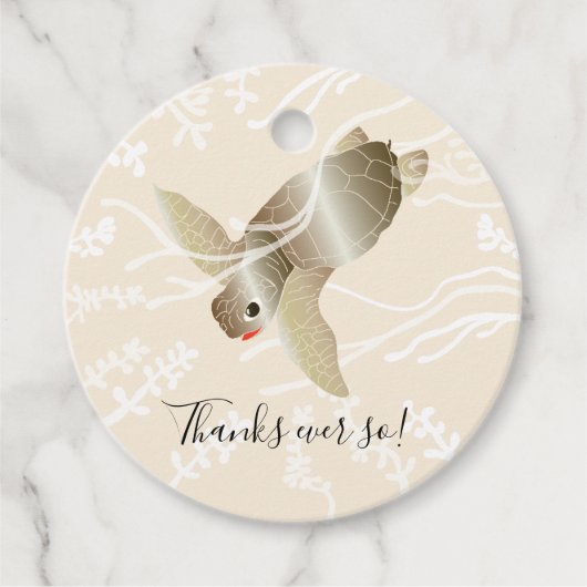 Baby shower Zee Turtle Blue Bedankjes Labels (Voorkant)
