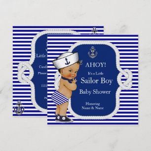 Baby Shower Zeeman Jongen Blauwe Streep Bruine Har Kaart
