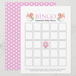 Baby shower Zeemeermin onder het Zee Stippen bingo Kaart